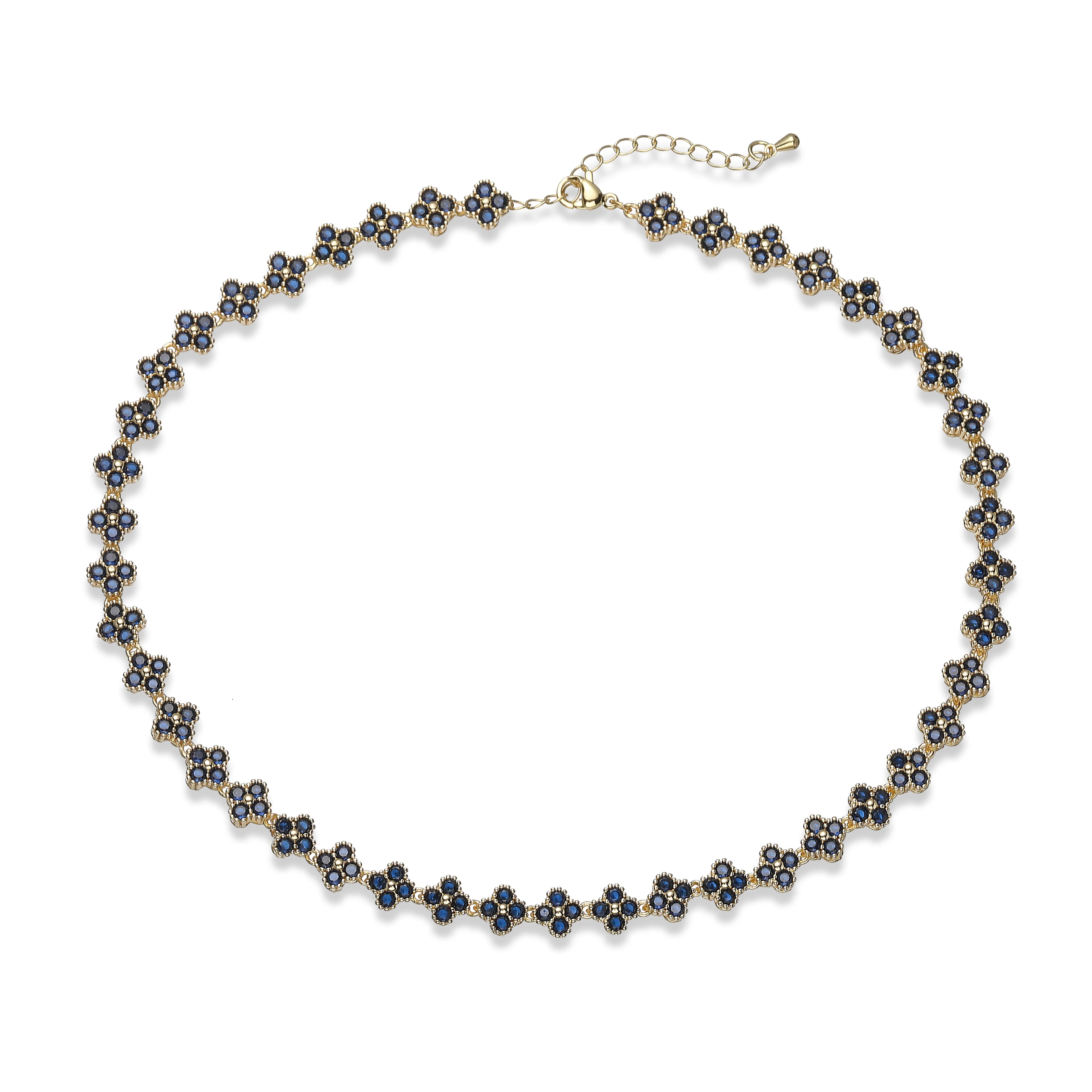 Bracelet/collier en cuivre et métal orné de fleurs colorées en pierres CZ, fermoir mousqueton, ajustable, bijou romantique minimaliste