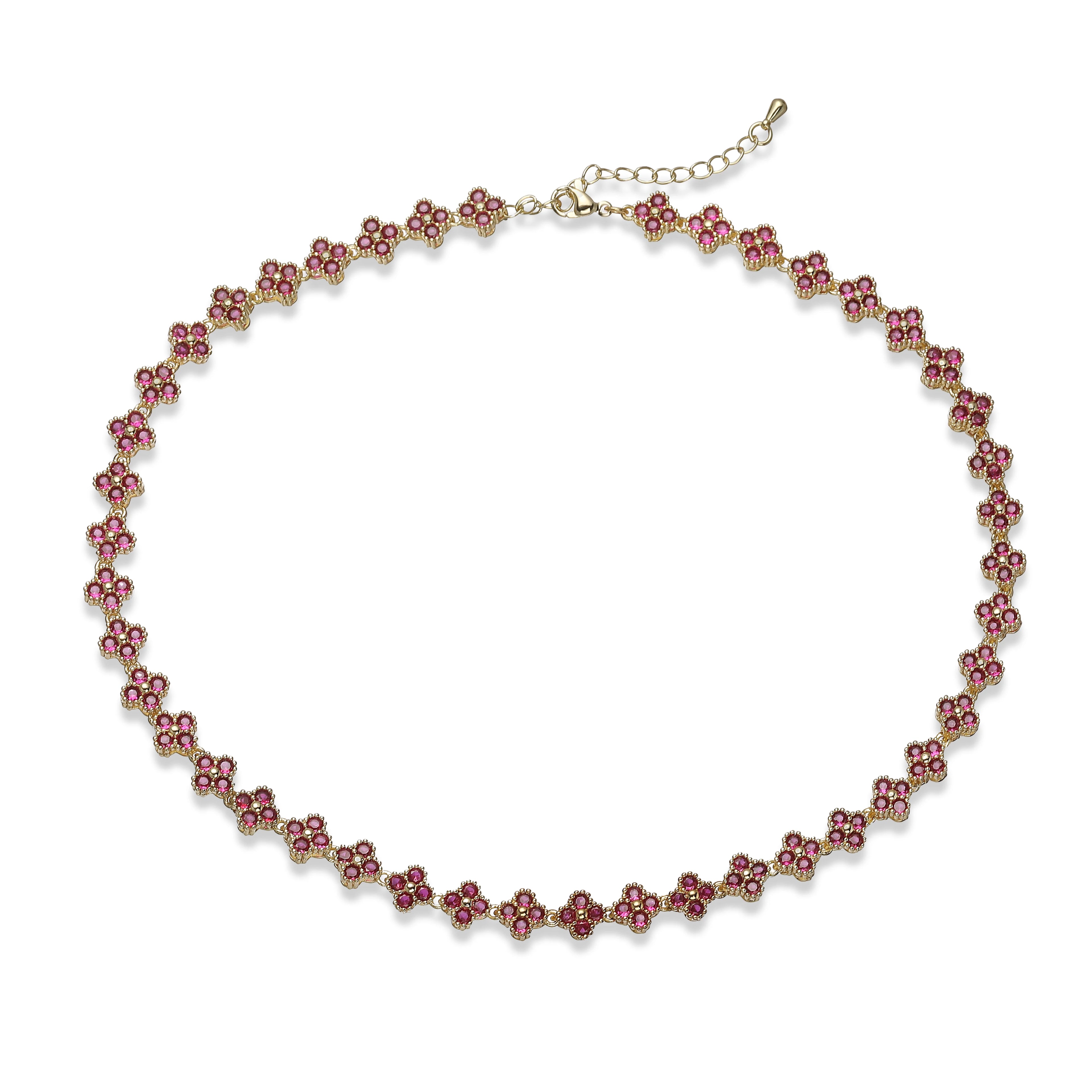 Bracelet/collier en cuivre et métal orné de fleurs colorées en pierres CZ, fermoir mousqueton, ajustable, bijou romantique minimaliste