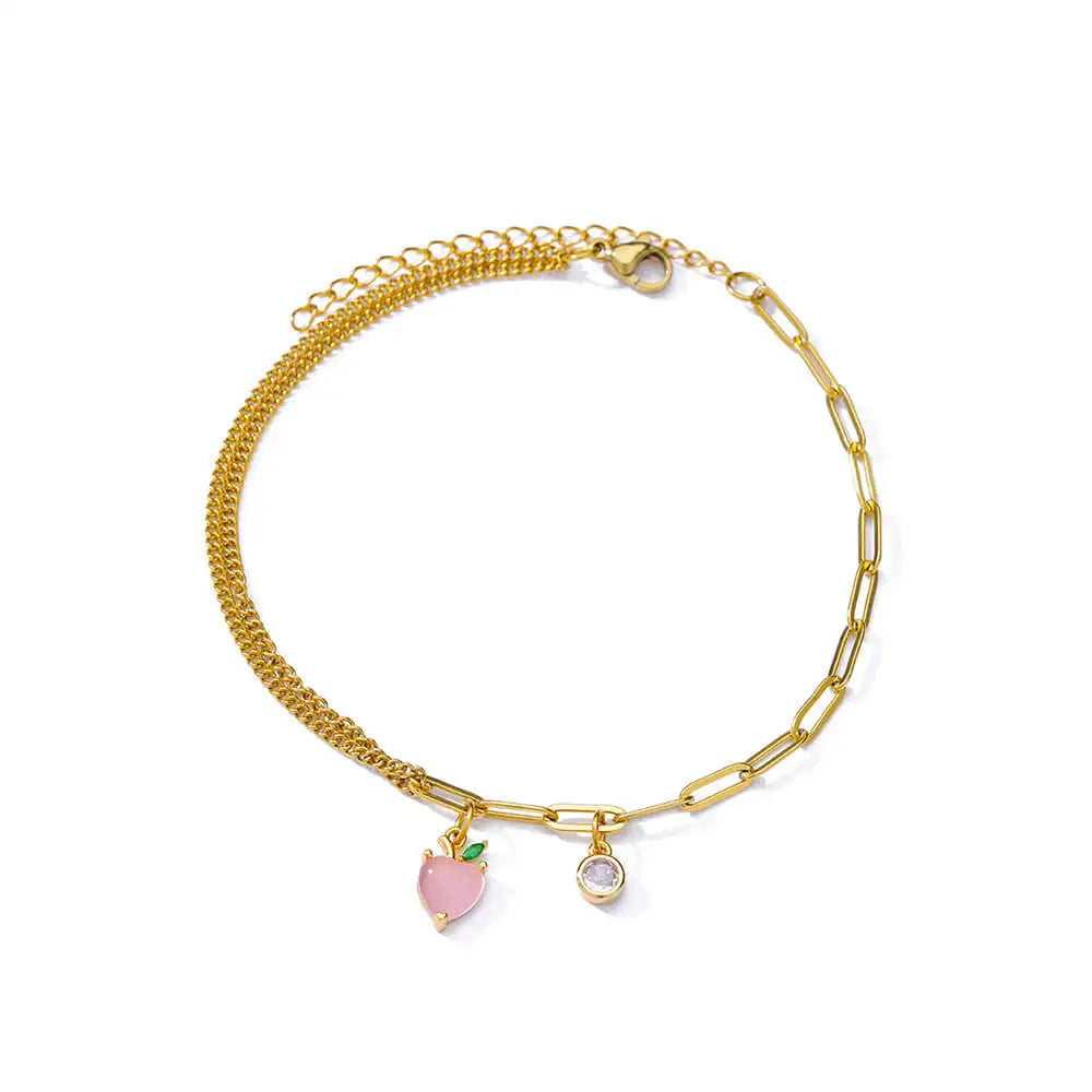Bracelet élégant en zircon avec fleurs pour femmes et filles, bracelet en acier inoxydable doré, bijou de créateur de luxe