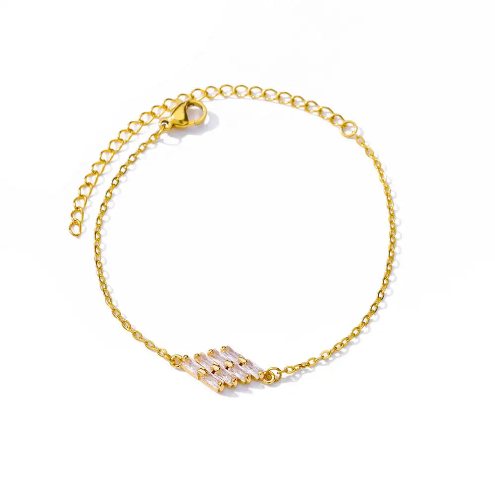 Bracelet élégant en zircon avec fleurs pour femmes et filles, bracelet en acier inoxydable doré, bijou de créateur de luxe