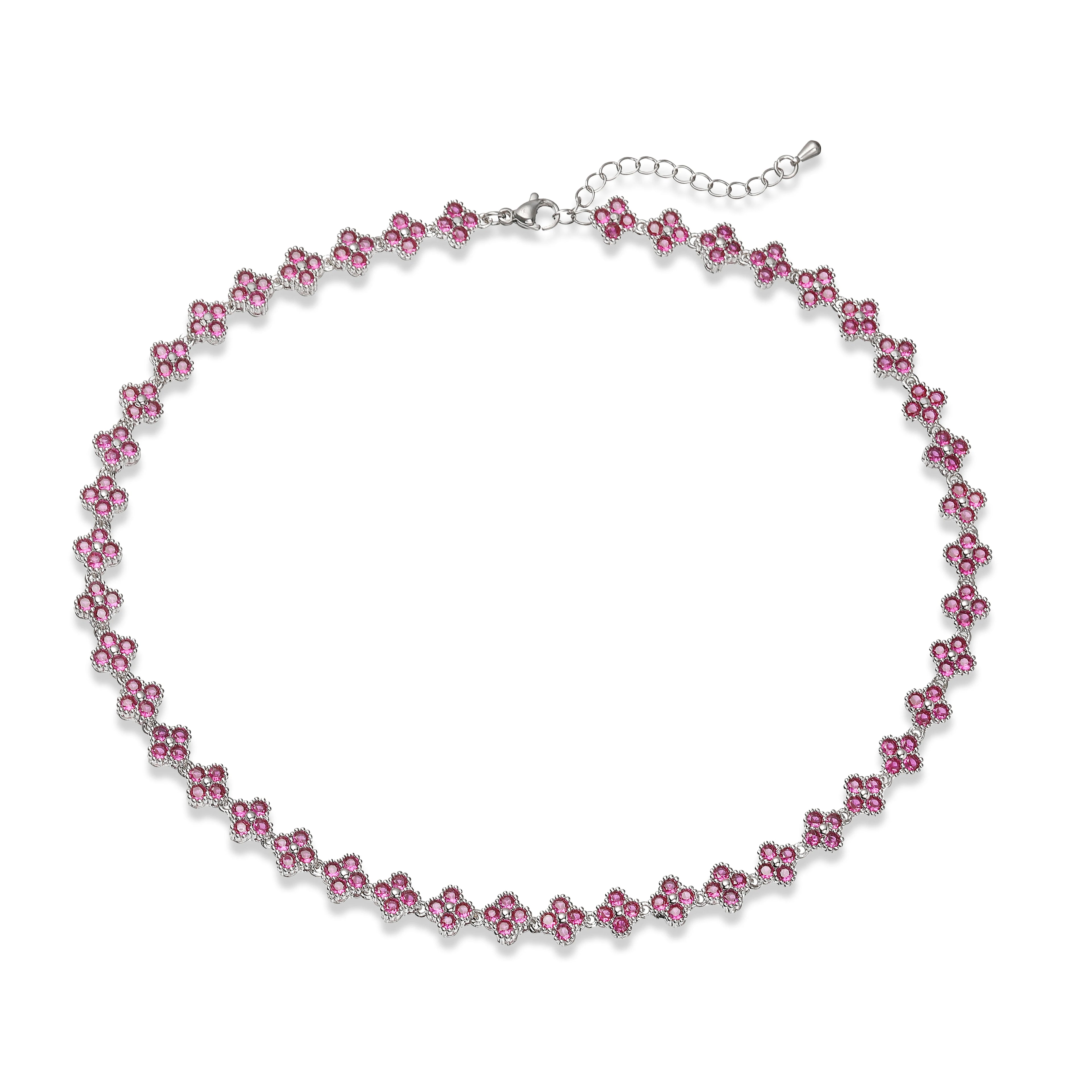 Bracelet/collier en cuivre et métal orné de fleurs colorées en pierres CZ, fermoir mousqueton, ajustable, bijou romantique minimaliste