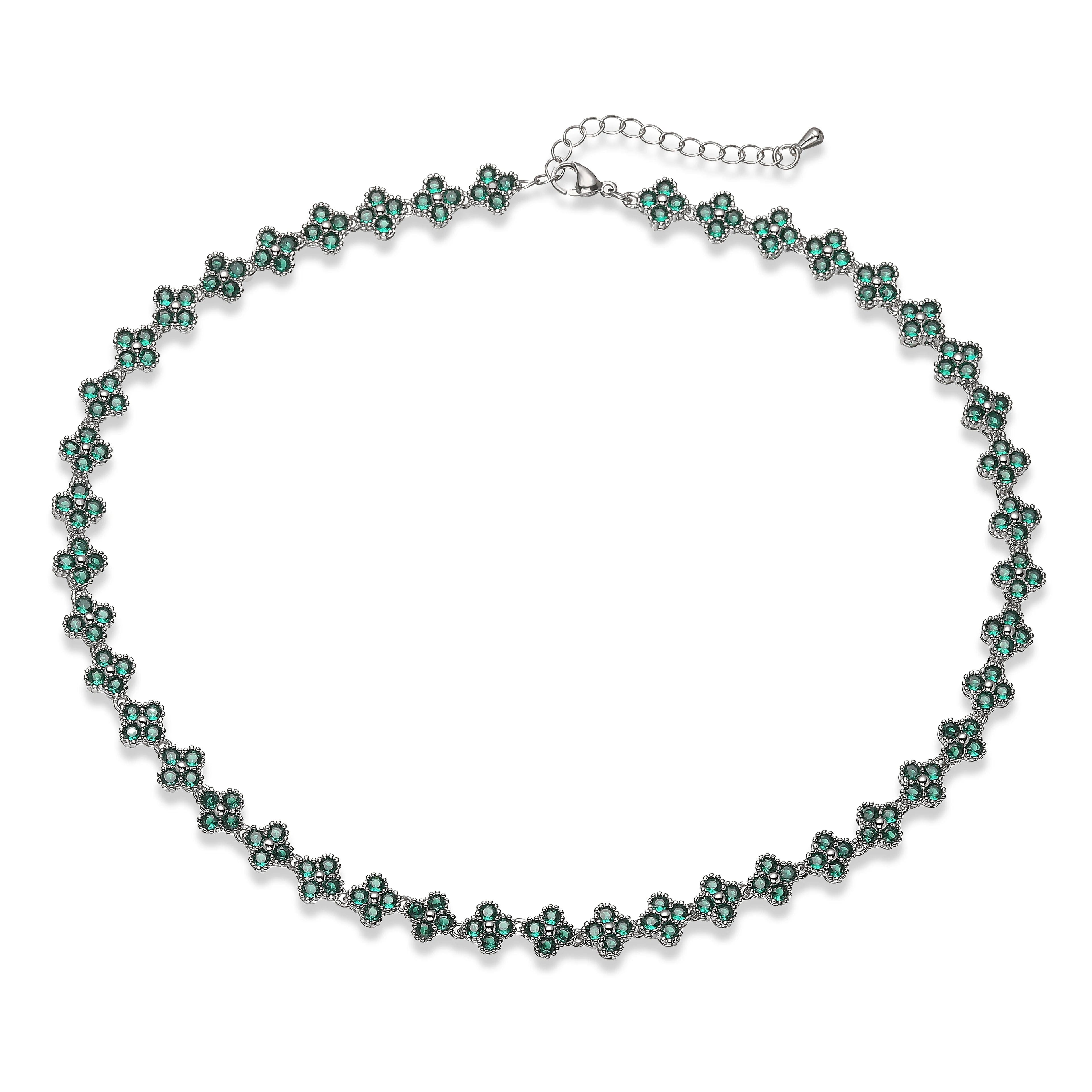 Bracelet/collier en cuivre et métal orné de fleurs colorées en pierres CZ, fermoir mousqueton, ajustable, bijou romantique minimaliste