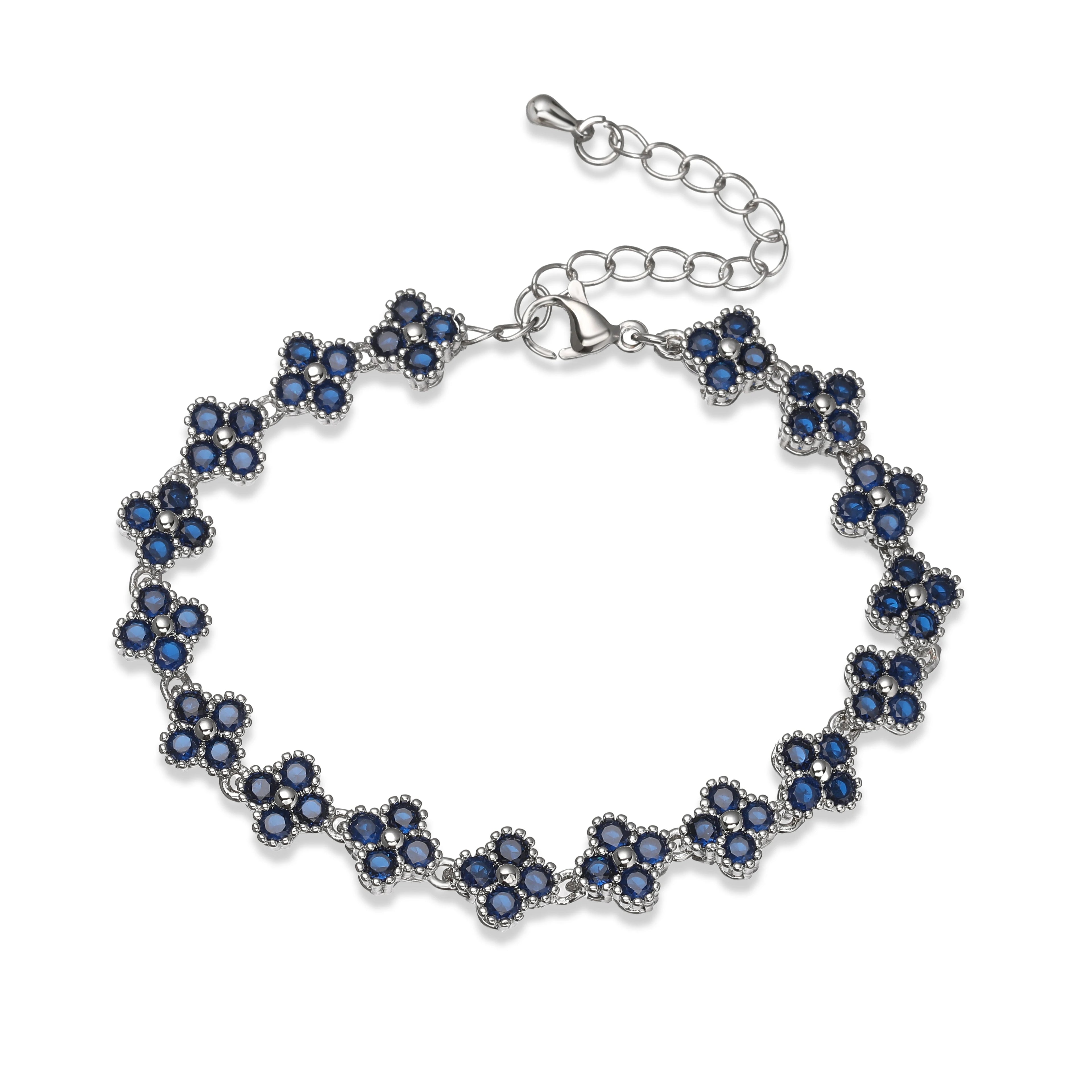 Bracelet/collier en cuivre et métal orné de fleurs colorées en pierres CZ, fermoir mousqueton, ajustable, bijou romantique minimaliste