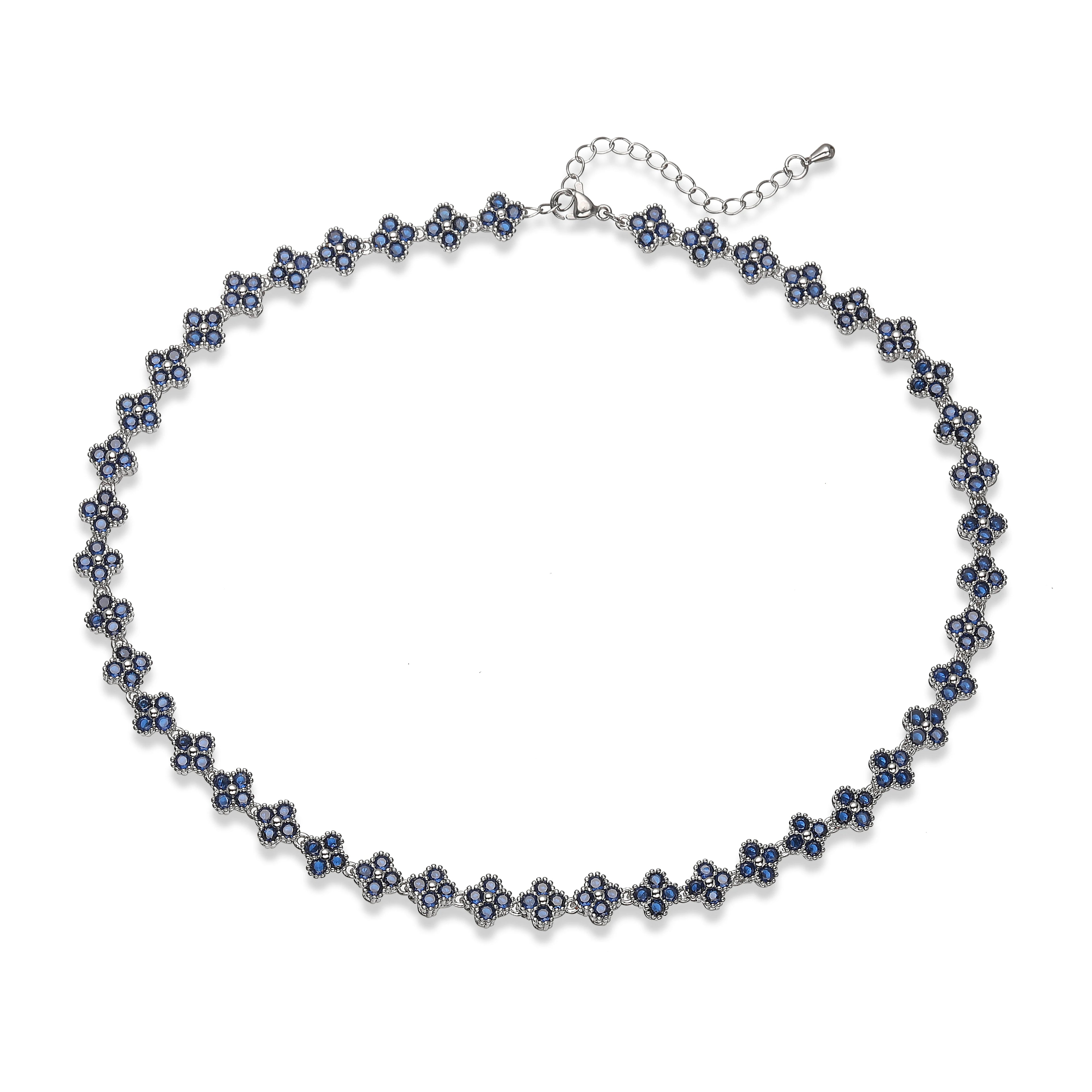 Bracelet/collier en cuivre et métal orné de fleurs colorées en pierres CZ, fermoir mousqueton, ajustable, bijou romantique minimaliste