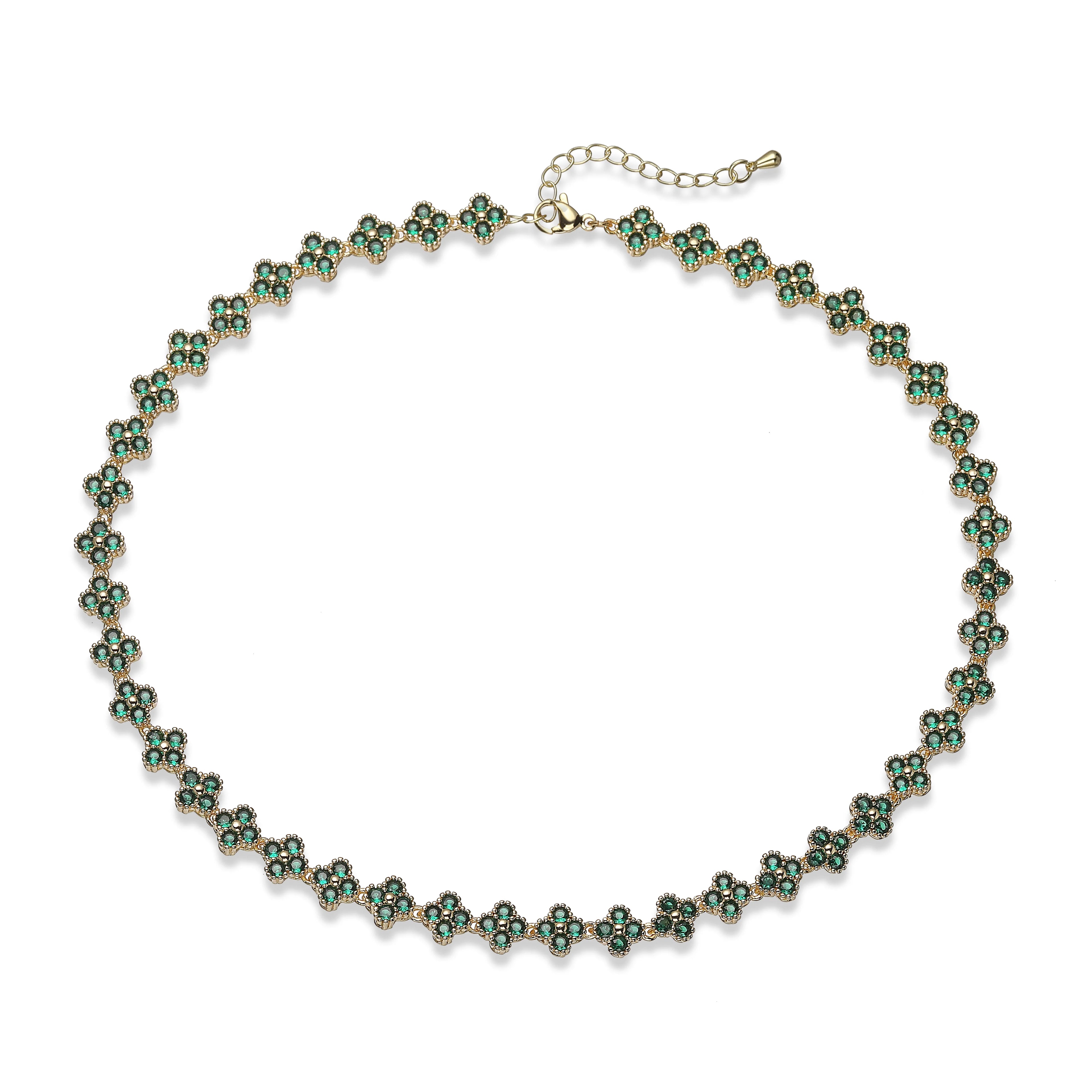 Bracelet/collier en cuivre et métal orné de fleurs colorées en pierres CZ, fermoir mousqueton, ajustable, bijou romantique minimaliste