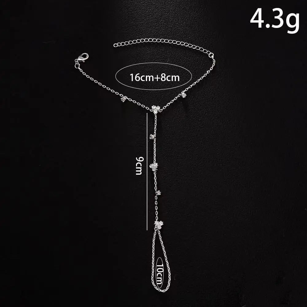 Bracelet d'été orné de strass et de fleurs, bijou de mariage pour femme, bracelet géométrique en cristal