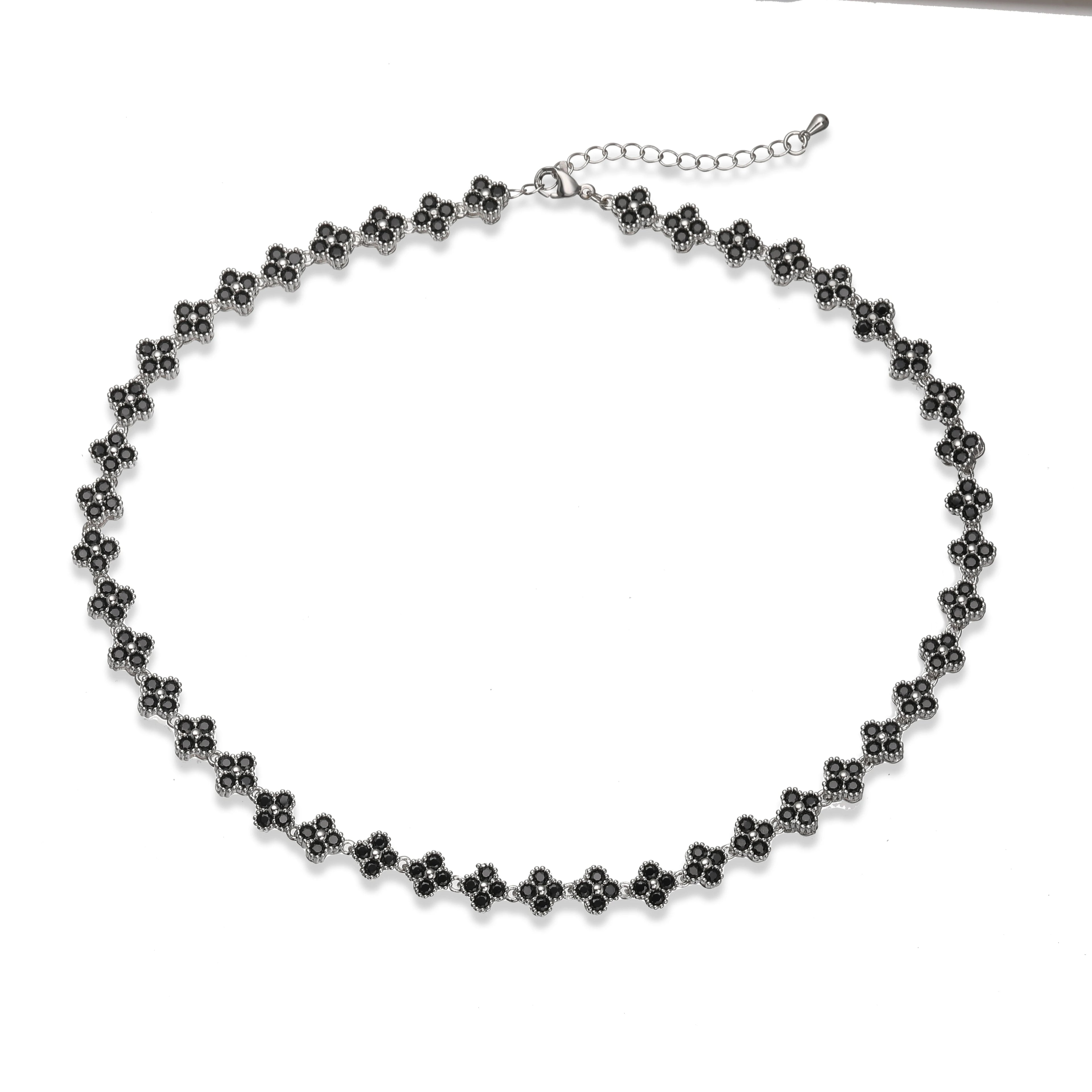 Bracelet/collier en cuivre et métal orné de fleurs colorées en pierres CZ, fermoir mousqueton, ajustable, bijou romantique minimaliste