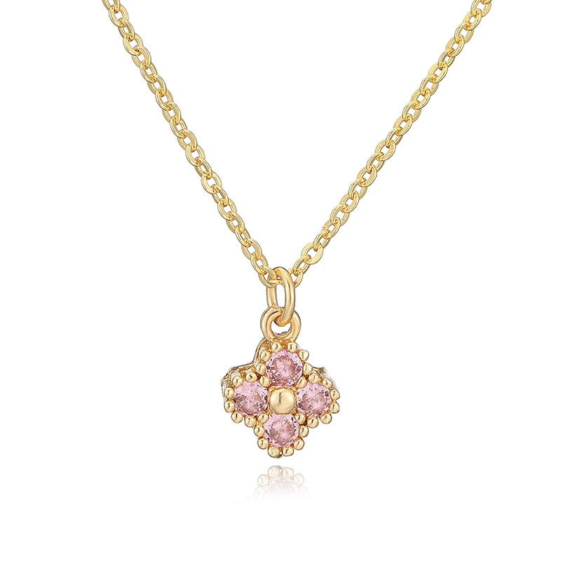 Collier ras du cou pour femme, plaqué or 18 carats, orné de pierres CZ, en forme de fleur, raffiné et compact.