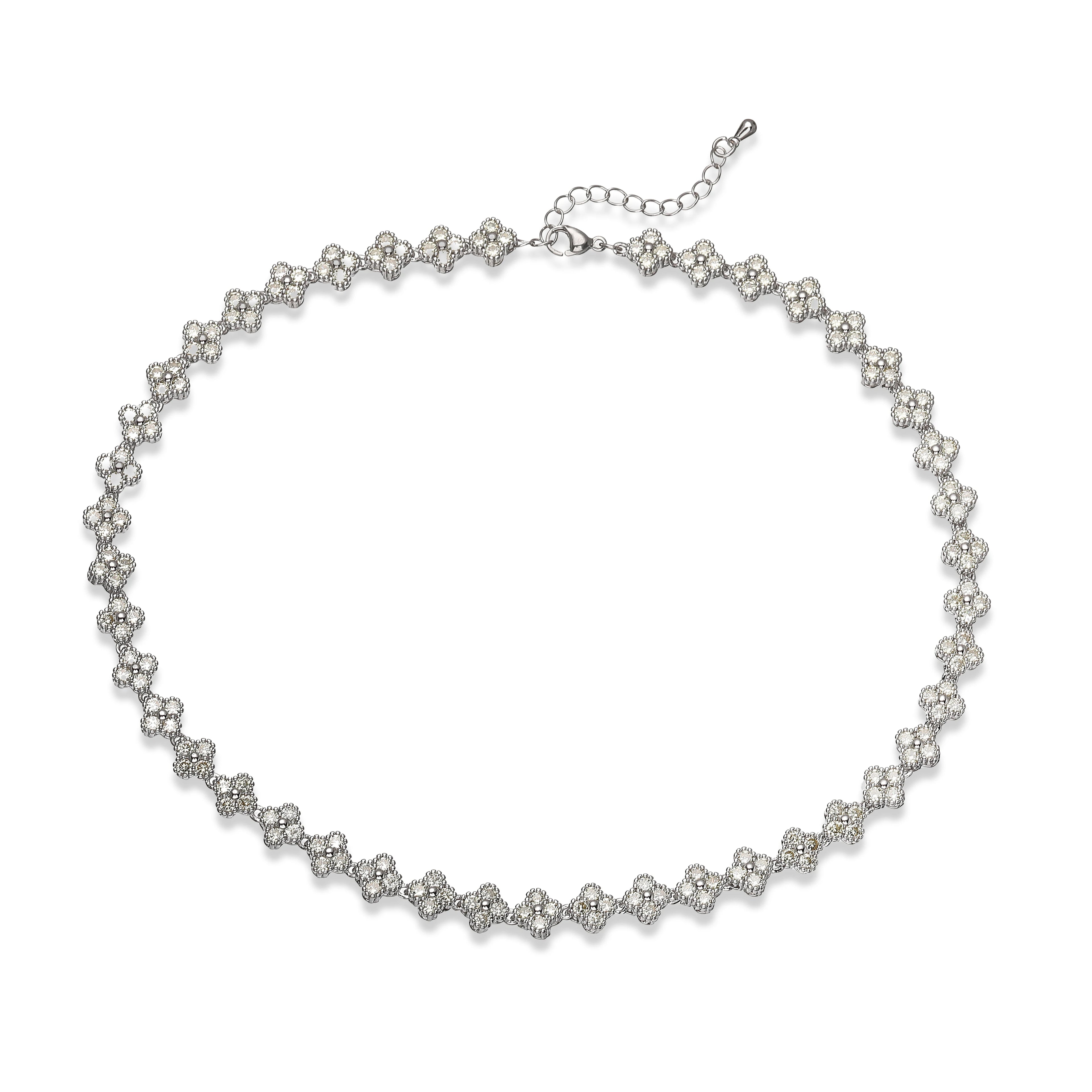 Bracelet/collier en cuivre et métal orné de fleurs colorées en pierres CZ, fermoir mousqueton, ajustable, bijou romantique minimaliste