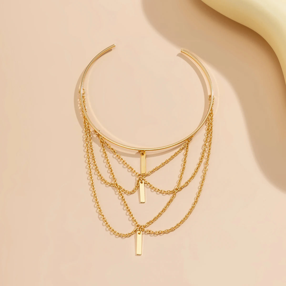 Bracelet de bras ouvert PuRui couleur or, bijou femme, pendentif rectangulaire à pompon