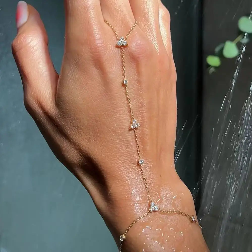 Bracelet d'été orné de strass et de fleurs, bijou de mariage pour femme, bracelet géométrique en cristal