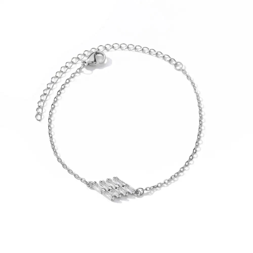 Bracelet élégant en zircon avec fleurs pour femmes et filles, bracelet en acier inoxydable doré, bijou de créateur de luxe